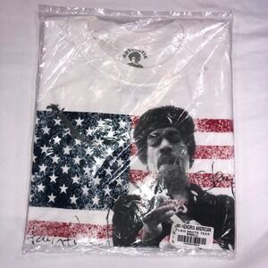 Authentic‎ Jimi Hendrix American Flag White Graphic T-Shirt Small New